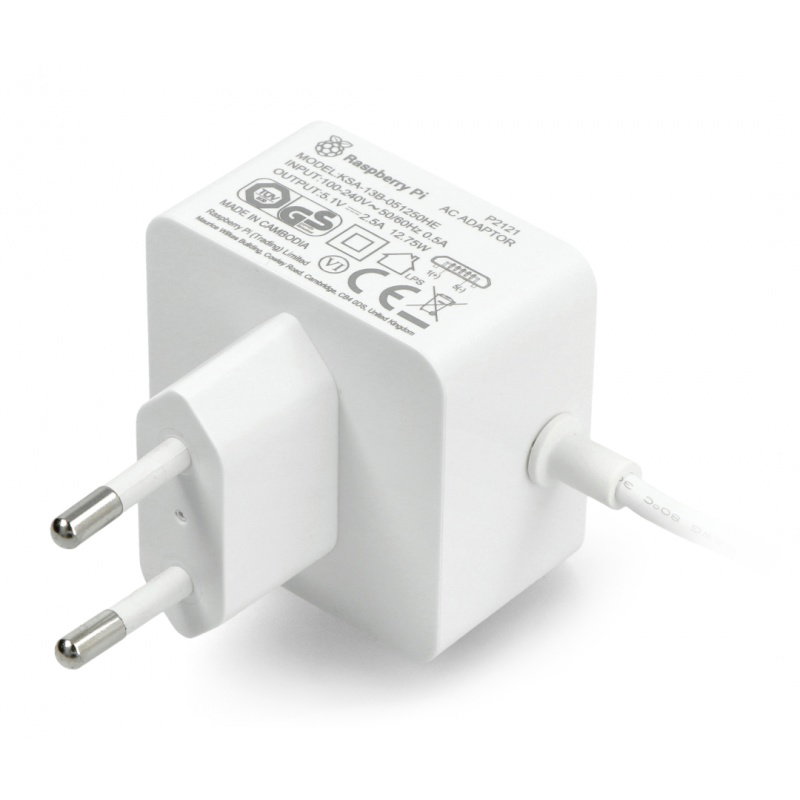 MicroUSB 5.1V / 2.5A Netzteil für Raspberry Pi 3B+ / 3A+ / 3B /