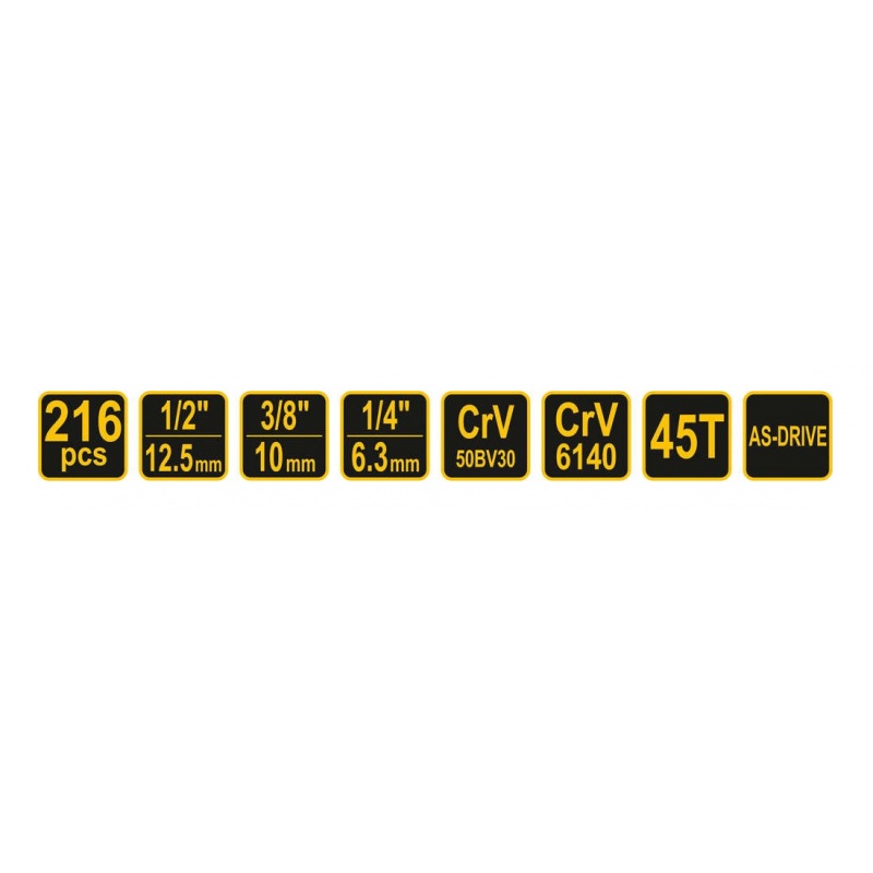 XXL Vorel 58700 Werkzeugsatz - 1/4'', 3/8'', 1/2'' - 216-tlg