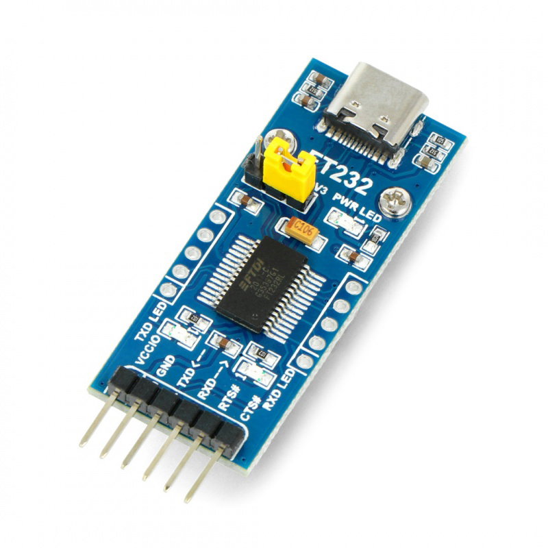 USB-UART TTL FT232 Konverter - USB Typ C Buchse - Waveshare