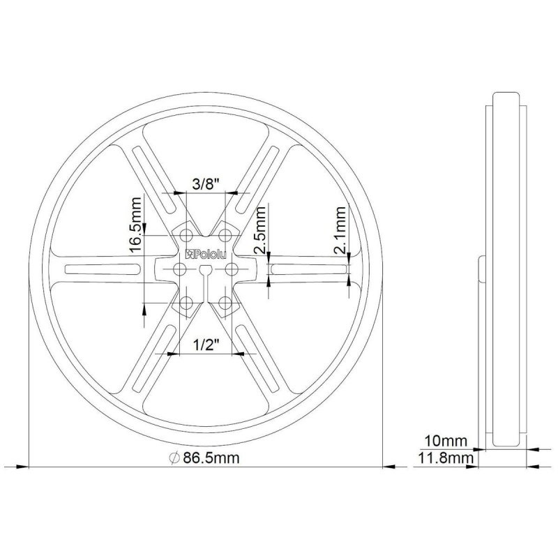 Räder 90x10mm - blau - Pololu 1438