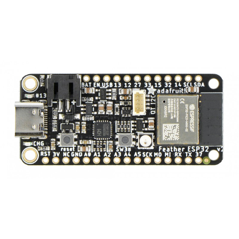 Adafruit ESP32 Feather V2 – 8 MB Flash + 2 MB PSRAM – STEMMA QT
