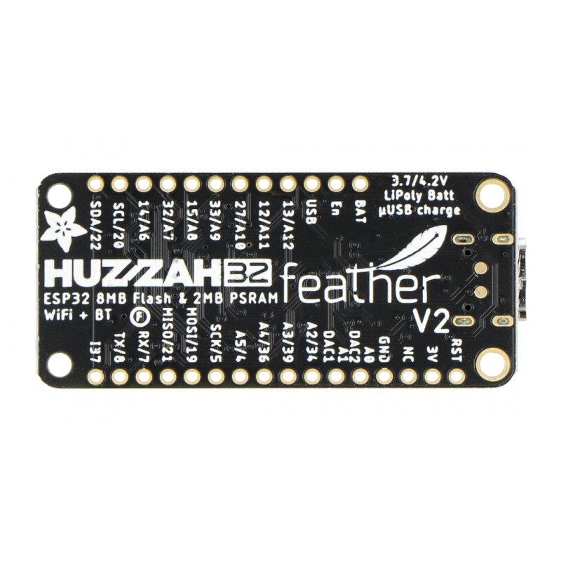 Adafruit ESP32 Feather V2 – 8 MB Flash + 2 MB PSRAM – STEMMA QT