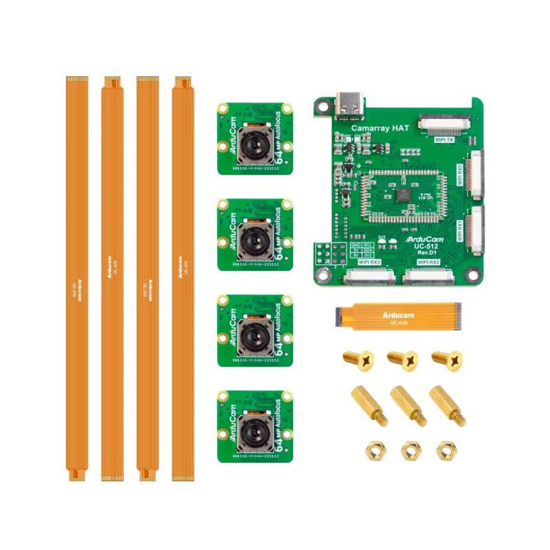 Arducam 64MP Autofocus Quad-Camera Kit for Raspberry Pi