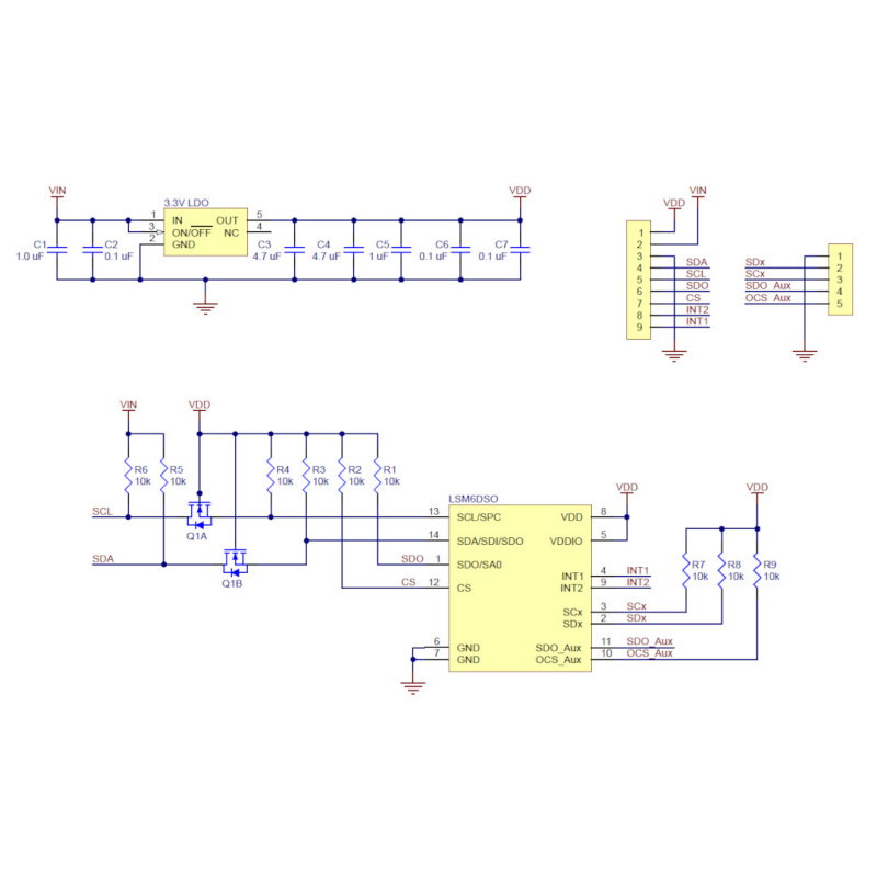 LSM6DSO 3D Accelerometer and Gyro Carrier with Voltage Regulator