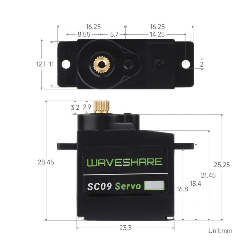 2.3kg Serial Bus Servo, Two-way Feedback