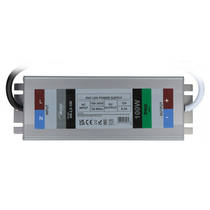 Netzteil für LED Akyga 12V / 8,3A / 100W - wasserdicht