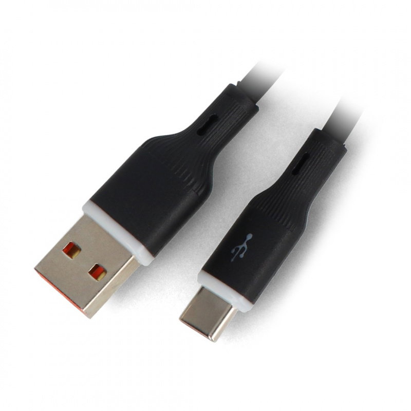 Kabel USB Akyga AK-USB-62, czarny silikonowy, USB-A/USB-C - 1m