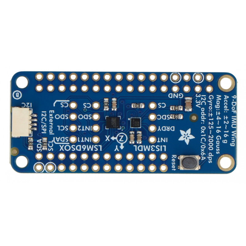 LSM6DSOX + LIS3MDL IMU 9DoF FeatherWing -