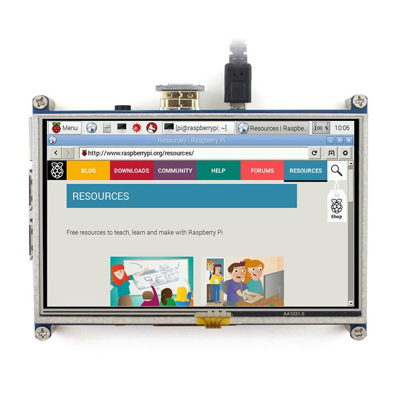 TFT 5 "LCD resistiver Touchscreen 800x480px HDMI + GPIO für Raspberry Pi 2 / B +