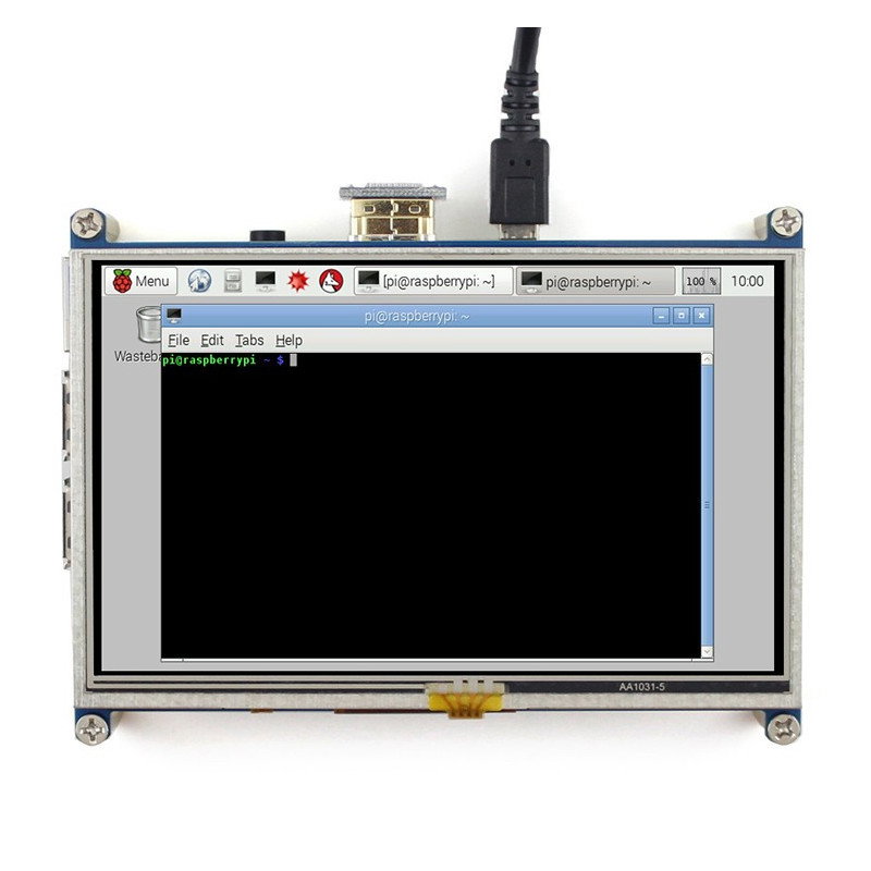 Resistiver Touchscreen LCD TFT 5 '' 800x480px HDMI + GPIO für Raspberry Pi 2 / B + + Schwarz-Weiß-Gehäuse
