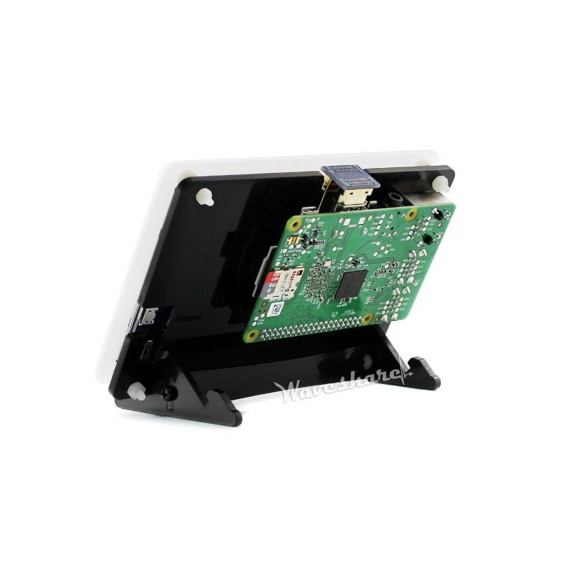 Resistiver Touchscreen LCD TFT 5 '' 800x480px HDMI + GPIO für Raspberry Pi 2 / B + + Schwarz-Weiß-Gehäuse
