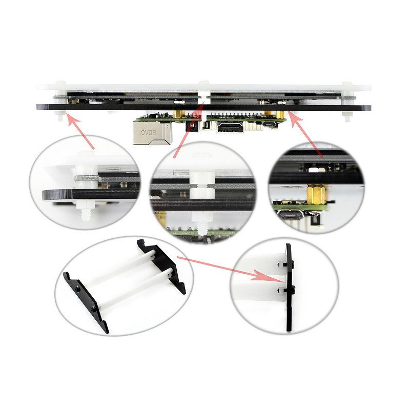 Kapazitiver 7-Zoll-TFT-LCD-Touchscreen, 1024 x 600 Pixel HDMI + USB für Raspberry Pi 2 / B + + Schwarz-Weiß-Gehäuse