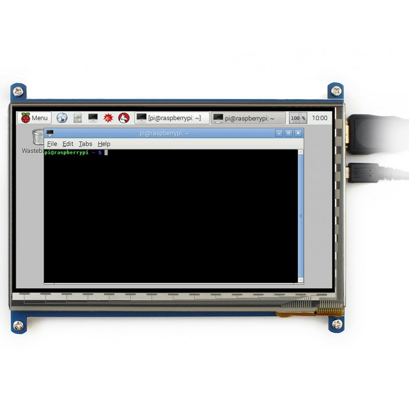 TFT LCD kapazitiver Touchscreen 7 '' 800x480px HDMI + USB für Raspberry Pi 2 / B + + Schwarz-Weiß-Gehäuse