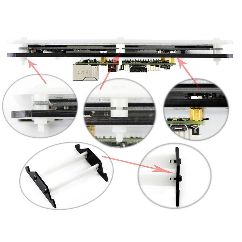 Gehäuse für Raspberry Pi und TFT 7 '' HDMI LCD-Bildschirm - schwarz und weiß