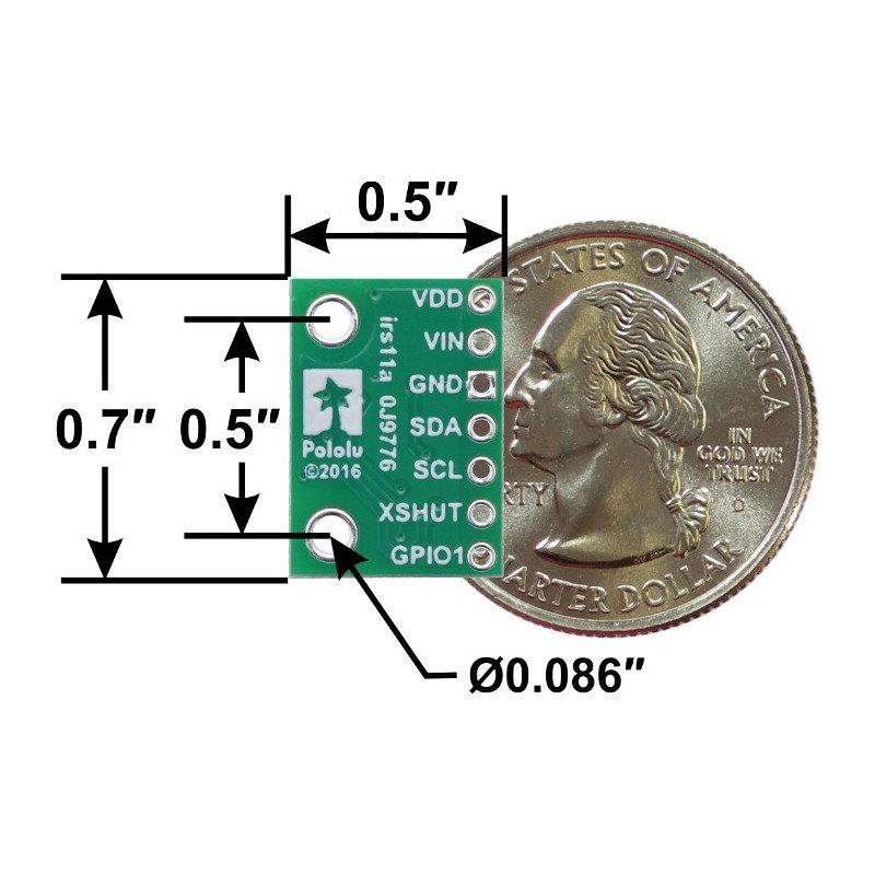 VL53L0X Time-of-Flight - I2C Abstands- und Umgebungslichtsensor