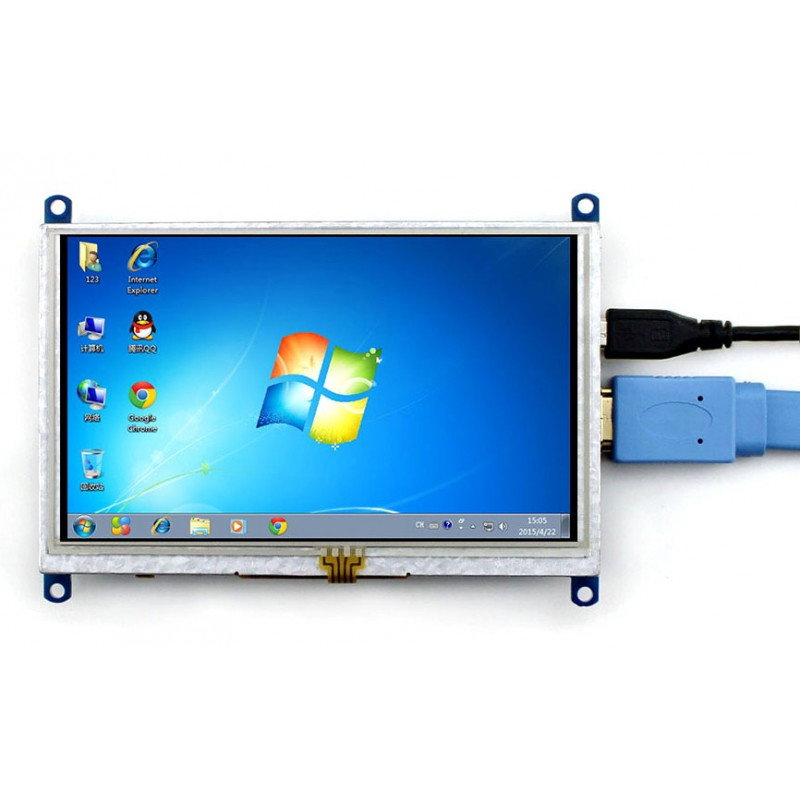 Resistiver Touchscreen LCD TFT 5 '' 800x480px HDMI + USB Rev. 2.1 für RaspberryPi 3/2/B+