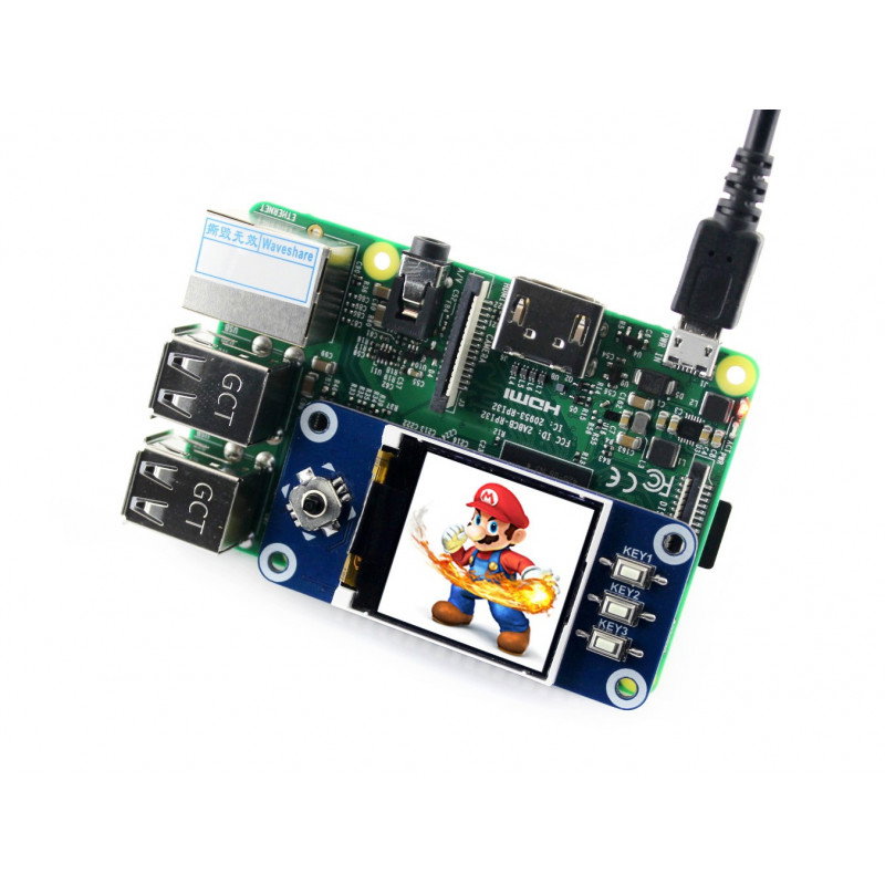 Waveshare LCD TFT 1,3'' 128x128px SPI - Overlay mit Display für Raspberry Pi 3/2 / Zero *