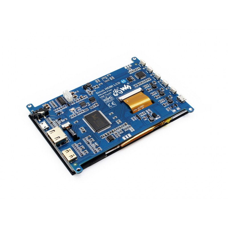 5 '' TFT LCD kapazitiver Touchscreen (H) 800x480px HDMI + USB Rev. 2.1 für Raspberry Pi 3B+ / 3B / 2B / Zero