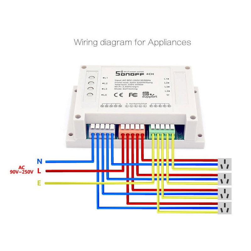 Sonoff 4CH Rev2 WiFi - 4-Kanal-Schalter