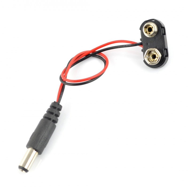 Adapter DC 5,5 / 2,1 Stecker - 6F22 Stecker 9V Batterie