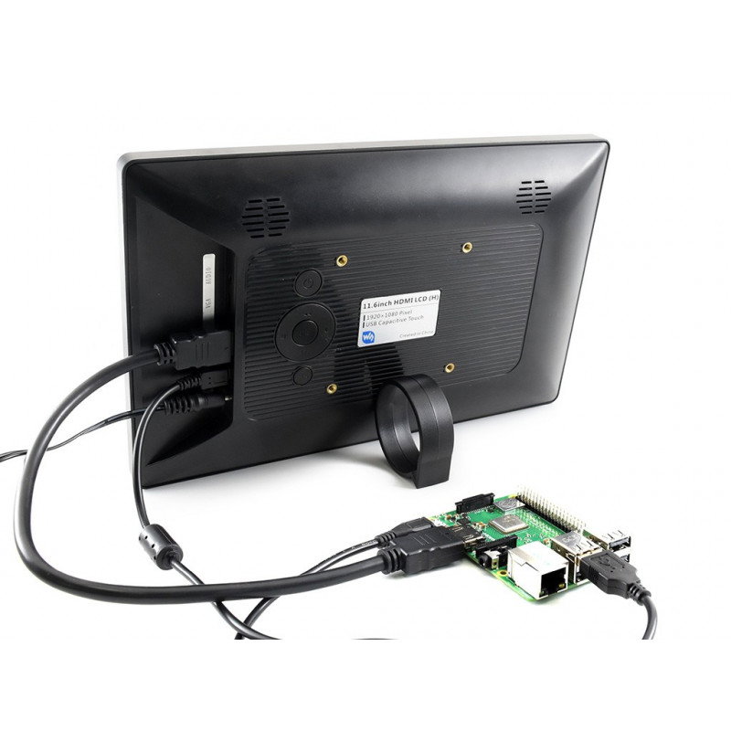 Kapazitiver IPS-LCD-Touchscreen 11,6 '' (D) 1920x1080px HDMI + USB für Raspberry Pi 3B + / 3B / 2B / Zero schwarzes Gehäuse