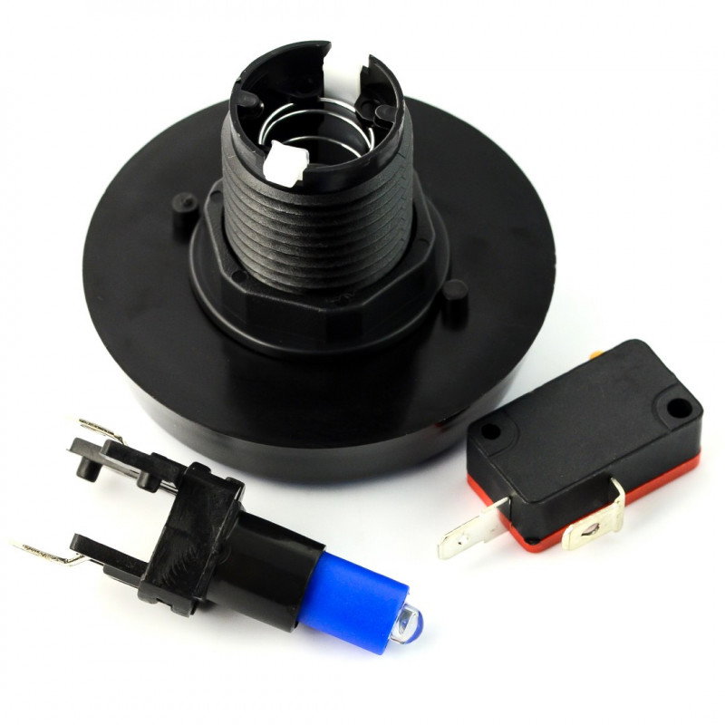 Arcade Push Button 60mm schwarzes Gehäuse - blau mit Hintergrundbeleuchtung