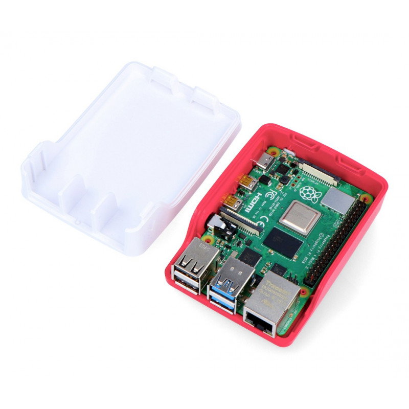 Offizielles Raspberry Pi Model 4B Gehäuse – rot und weiß