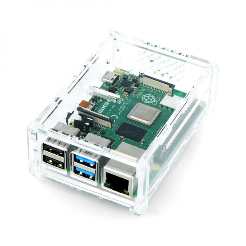 Raspberry Pi Model 4B Gehäuse mit Kamerahalterung - transparent