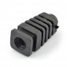 Eine Zugentlastung für ein schwarzes 5mm Kabel