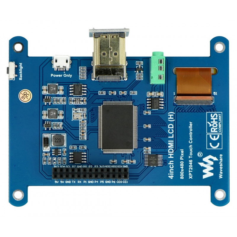IPS 4 '' (H) 800x480px HDMI + GPIO resistiver Touchscreen für Raspberry Pi 4B / 3B + / 3B / Zero