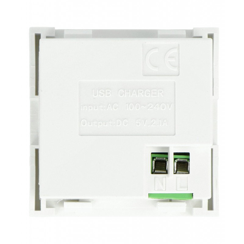 Unterputzsteckdose 250V Ladegerät 2x USB 45x45mm 2.1A - weiß