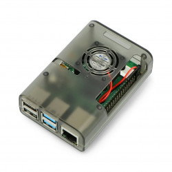 Gehäuse für Raspberry Pi 4B mit Lüfter - transparent grau