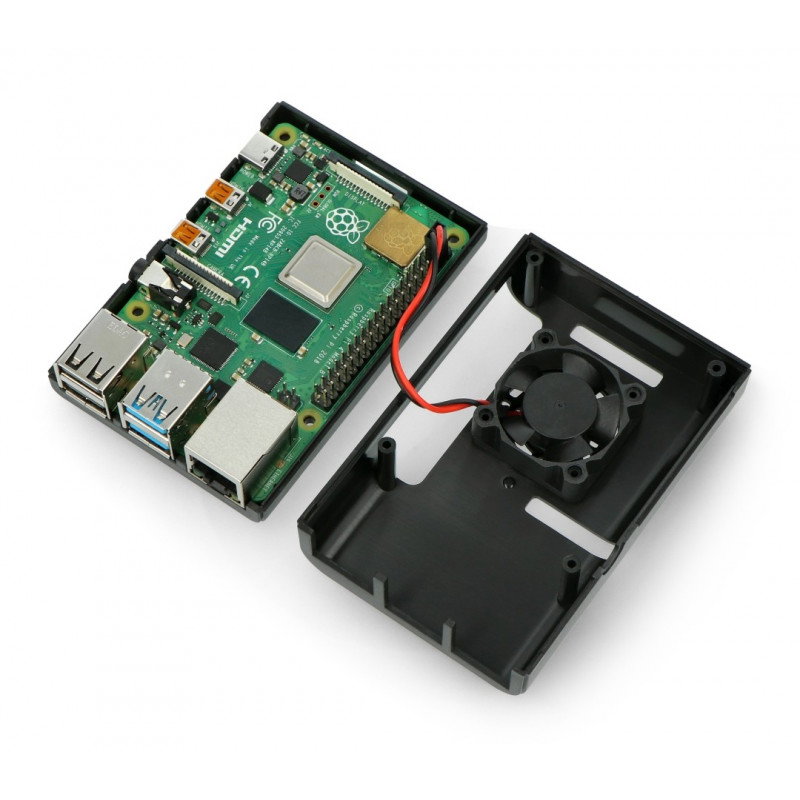 Gehäuse für Raspberry Pi 4 mit Lüfter - schwarz