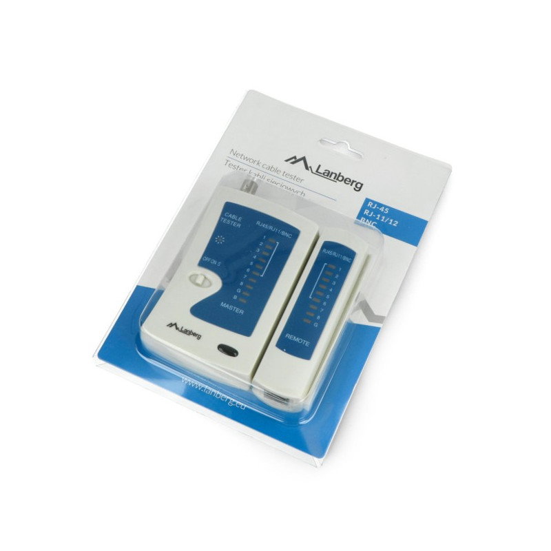 Kabeltester RJ45 / RJ12 / RJ11 / Koaxial - Lanberg NT-0401