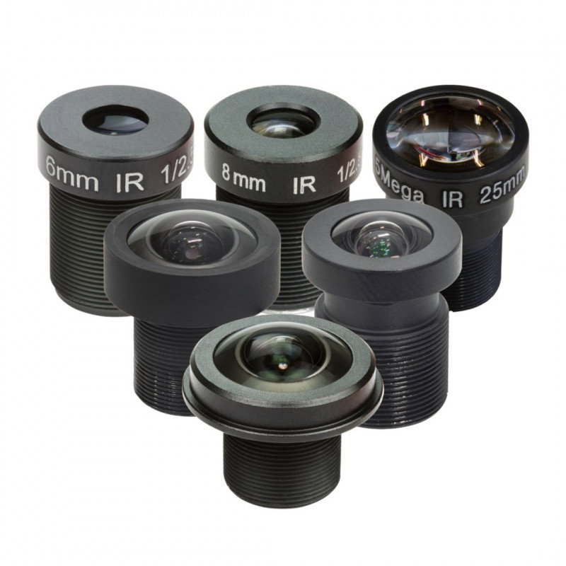 Set aus M12 20° - 180° Objektiven für Raspberry Kamera + CS und C-CS Adapter - 5 Stk.