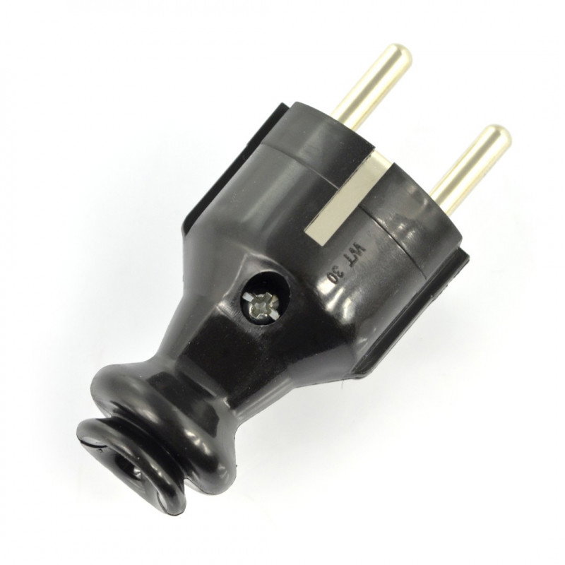 Gerader Stecker WT-30-2 - an Steckdose mit Erdung - schwarz