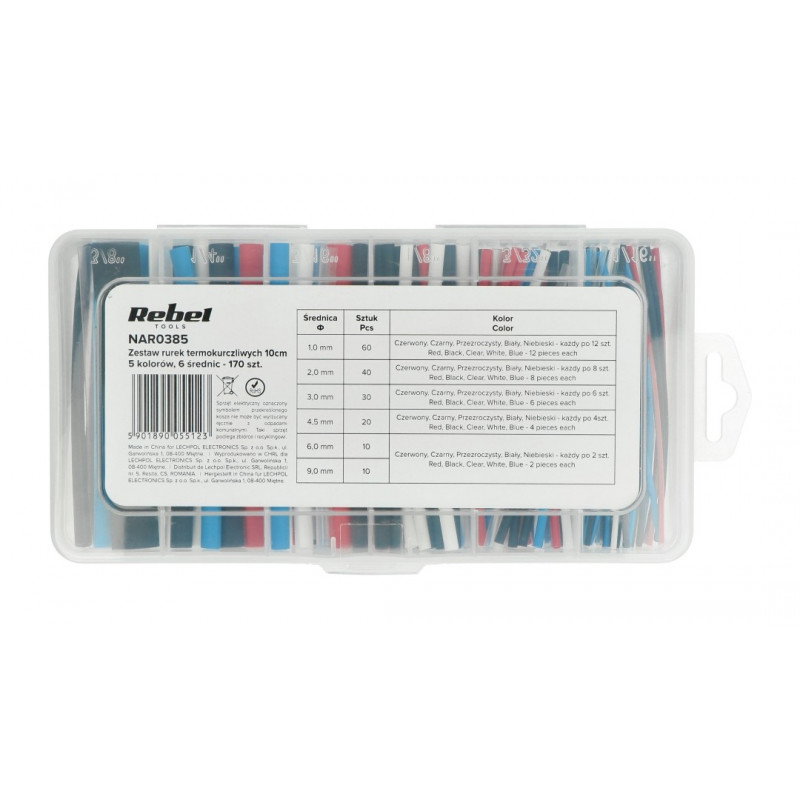Schrumpfschlauch-Set 10 cm - 5 Farben, 6 Durchmesser - 170 Stk.