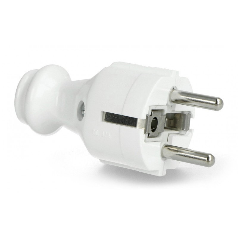 Gerader Stecker WT-30 - an Steckdose mit Erdung - weiß