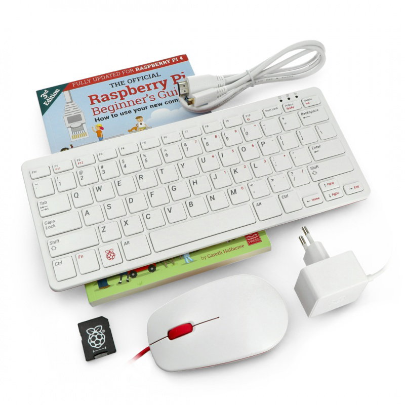 Kit mit Raspberry Pi 400 US WiFi 4 GB RAM 1,8 GHz + offizielles Zubehör