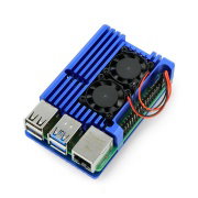 JustPi-Gehäuse für Raspberry Pi 4B - Aluminium mit zwei Lüftern - blau