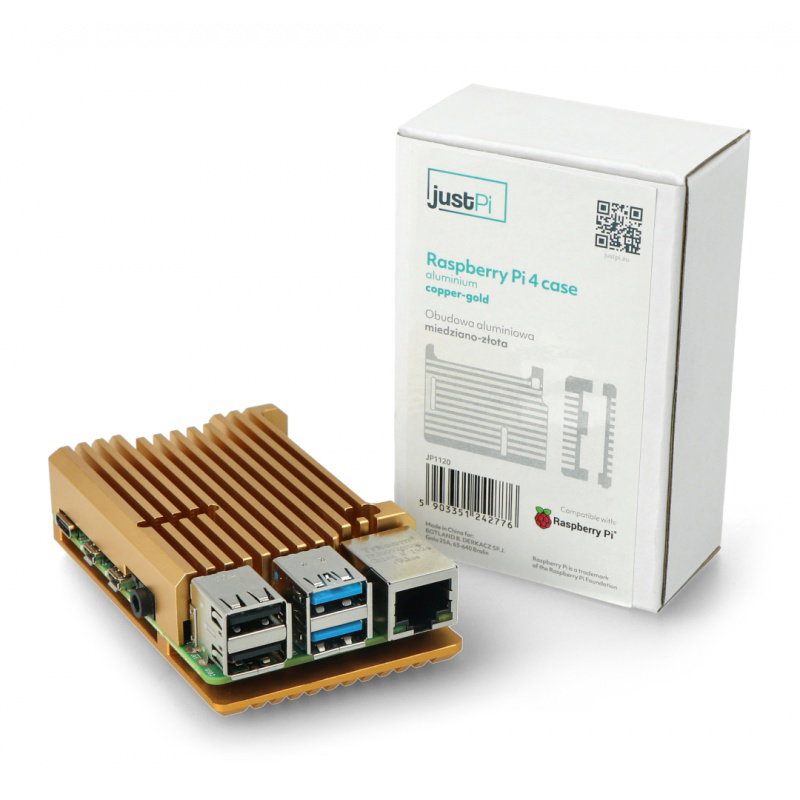 JustPi-Gehäuse für Raspberry Pi 4B - Aluminium - Kupfer-Gold - LT-4B03