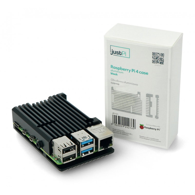 JustPi-Gehäuse für Raspberry Pi 4B - Aluminium - Schwarz - LT-4B03