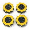 Mecanum Laufradsatz - 80mm - 4 Stück - Schwarz / Gelb mit Rollen - DFRobot FIT0654-1