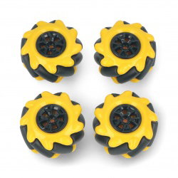 Mecanum-Radsatz - 48 mm - 4 Stück - Schwarz / Gelb mit Rollen -