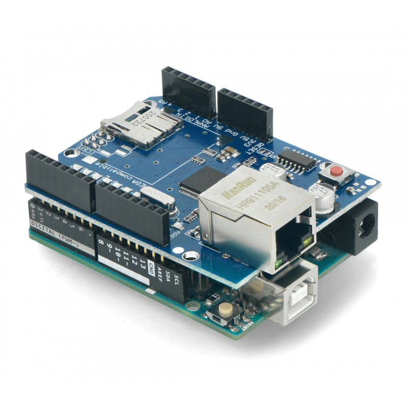 Ethernet Shield W5100 für Arduino mit einem microSD-Kartenleser