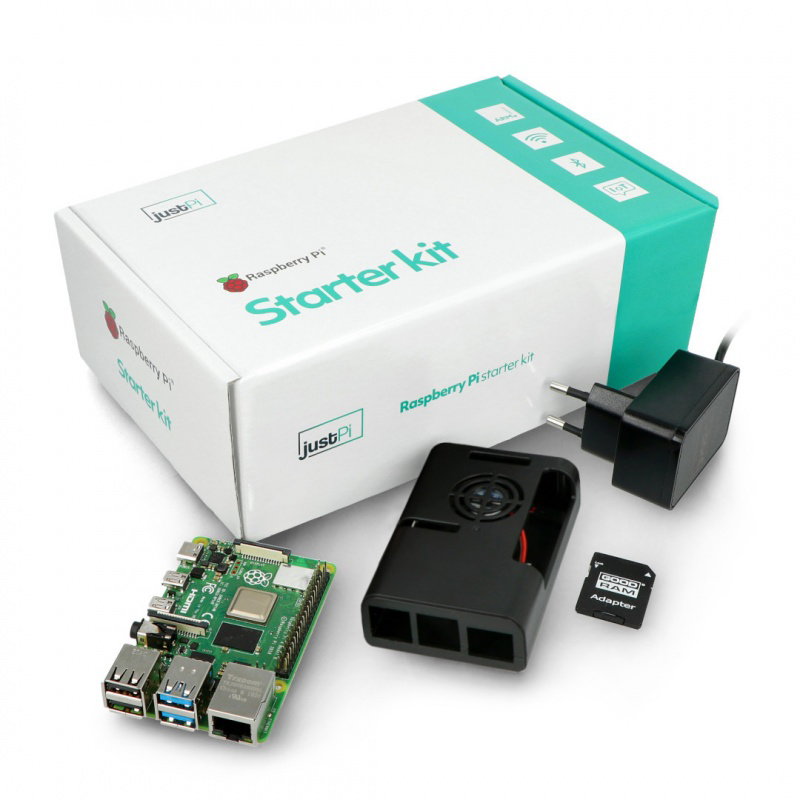JustPi-Kit mit Raspberry Pi 4B WiFi 2GB RAM + 32GB microSD +