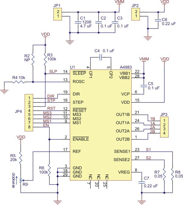 Schema ovladače Krokového motor