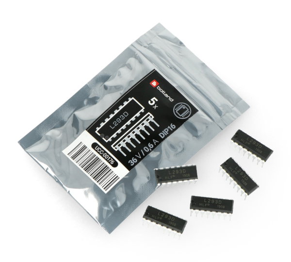 L293D - Zweikanaltreiber für Motoren 36V / 0,6A - 5 Stk.