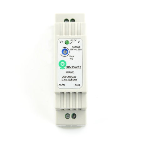 Netzteil DIN15W12 für eine DIN-Schiene - 12 V / 1,25 A / 15 W.