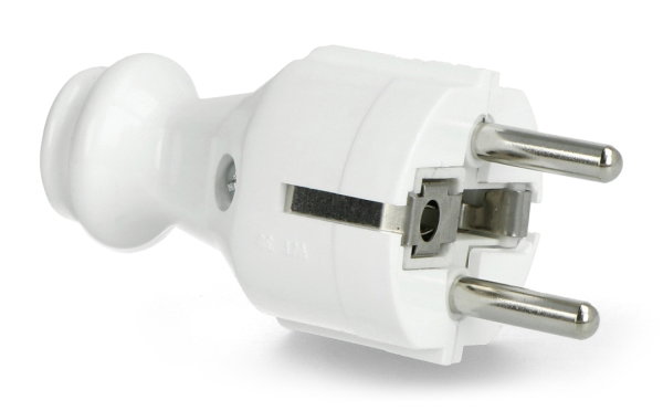 Gerader Stecker WT-30 - an Steckdose mit Erdung - weiß